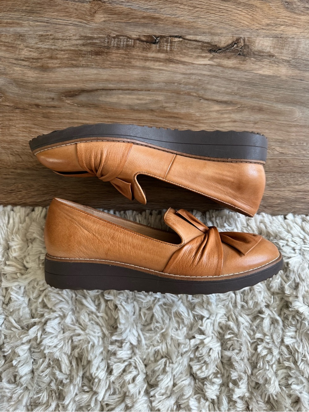 Django & Juliette Oclem Women's Leather Knot-Detail Slip-On Loafers Australia